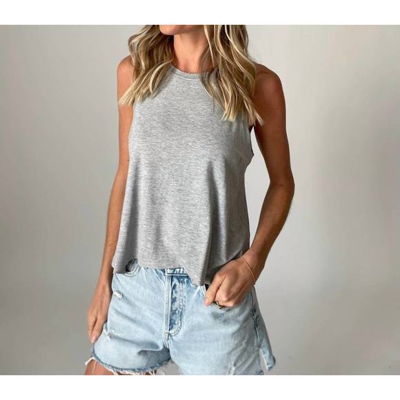 NEW SIX/FIFTY riley split back tank in heather grey - Picture 1 of 3